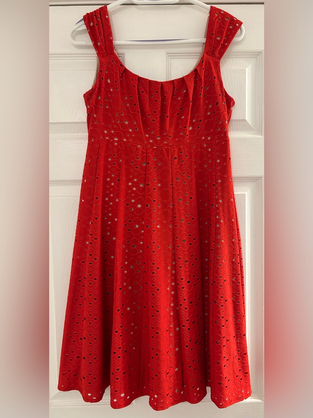 Red Eyelet Fit-and-Flare Dress